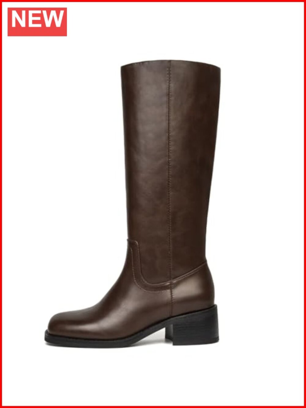 Knee High Boots Square Toe Chunky Block Heel Pull On Riding Long Boots